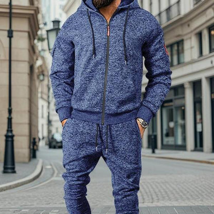 Stay Cozy This Winter with KZZ Men's Thick Fleece Lined Hoodie Set - Perfect for Casual Street Style and Holiday Gifting!