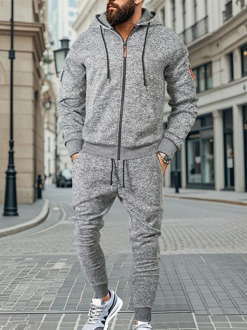 Stay Cozy This Winter with KZZ Men's Thick Fleece Lined Hoodie Set - Perfect for Casual Street Style and Holiday Gifting!