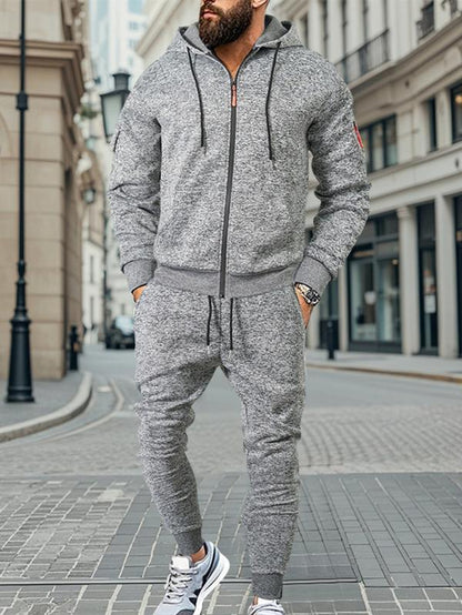 Stay Cozy This Winter with KZZ Men's Thick Fleece Lined Hoodie Set - Perfect for Casual Street Style and Holiday Gifting!
