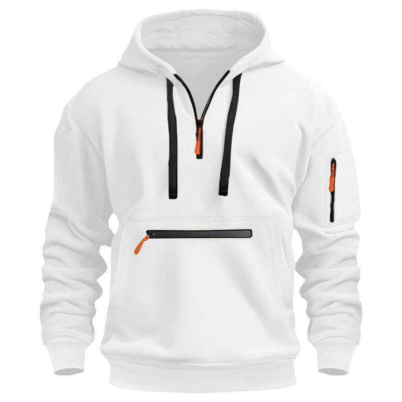 Men’s Fleece-Lined Hooded Sweater with Zipper Pockets