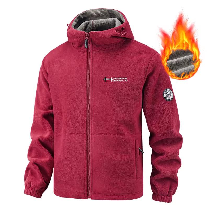 Stay Warm and Stylish This Autumn with Our Men's Hooded Fleece Jacket - Perfect for Outdoor Sports and Daily Wear!