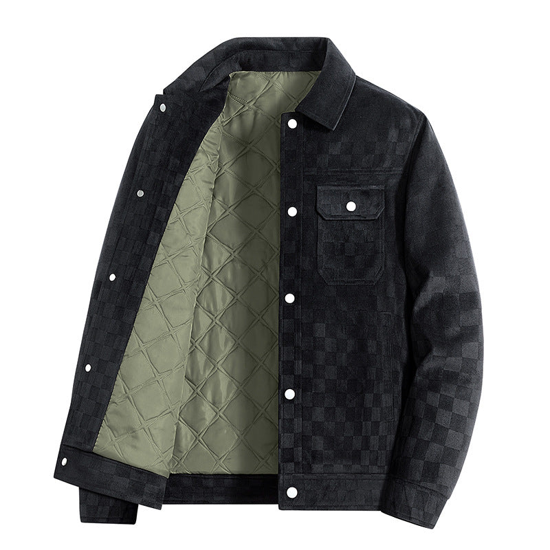 Men’s Suede Checkerboard Plaid Jacket