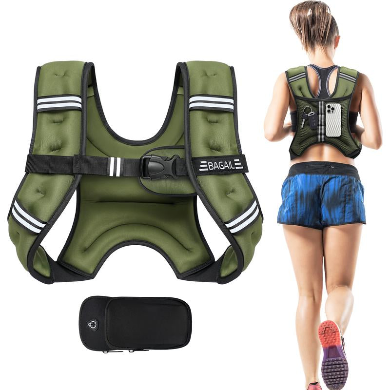 Elevate Your Workout with the BAGAIL Weighted Vest - Available in 5 to 30 lbs with Detachable Phone Pouch for Ultimate Comfort and Convenience