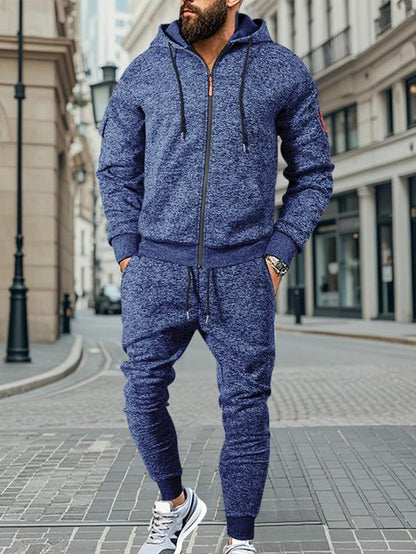 Stay Cozy This Winter with KZZ Men's Thick Fleece Lined Hoodie Set - Perfect for Casual Street Style and Holiday Gifting!