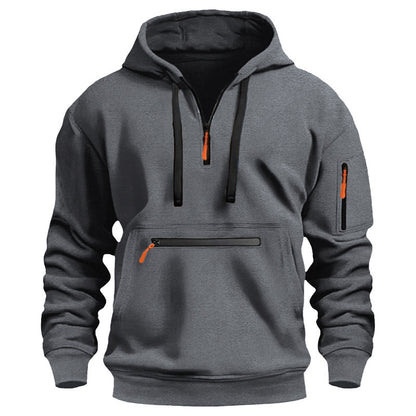 Men’s Fleece-Lined Hooded Sweater with Zipper Pockets