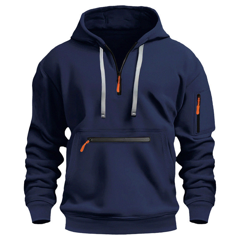 Men’s Fleece-Lined Hooded Sweater with Zipper Pockets