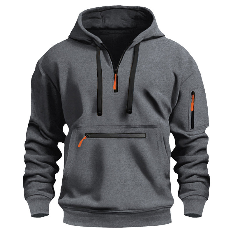 Men’s Fleece-Lined Hooded Sweater with Zipper Pockets