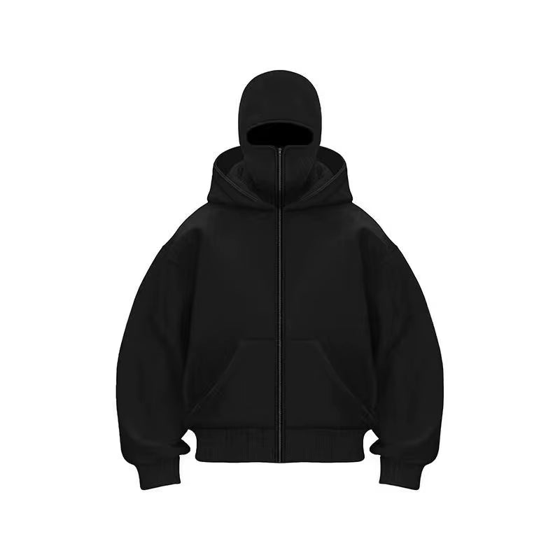 Unisex Double Hooded Balaclava Sweatshirt - Y2K Gothic Harajuku Style for Autumn and Winter Sportswear