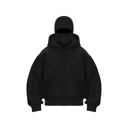 Unisex Double Hooded Balaclava Sweatshirt - Y2K Gothic Harajuku Style for Autumn and Winter Sportswear
