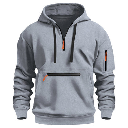 Men’s Fleece-Lined Hooded Sweater with Zipper Pockets