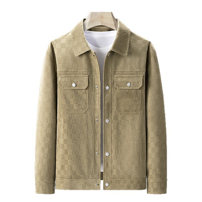 Men’s Suede Checkerboard Plaid Jacket