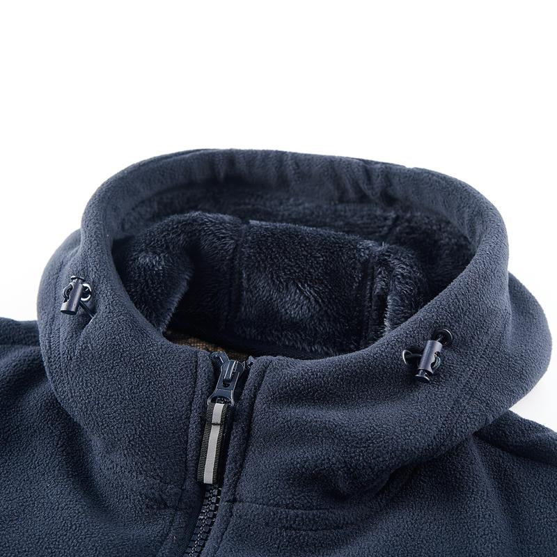 Stay Warm and Stylish with Our Men's Heavyweight Fleece Jacket - Versatile Double-Sided Hooded Coat with Full Zip and Multiple Pockets for Outdoor Adventures