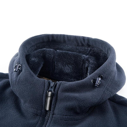 Stay Warm and Stylish with Our Men's Heavyweight Fleece Jacket - Versatile Double-Sided Hooded Coat with Full Zip and Multiple Pockets for Outdoor Adventures