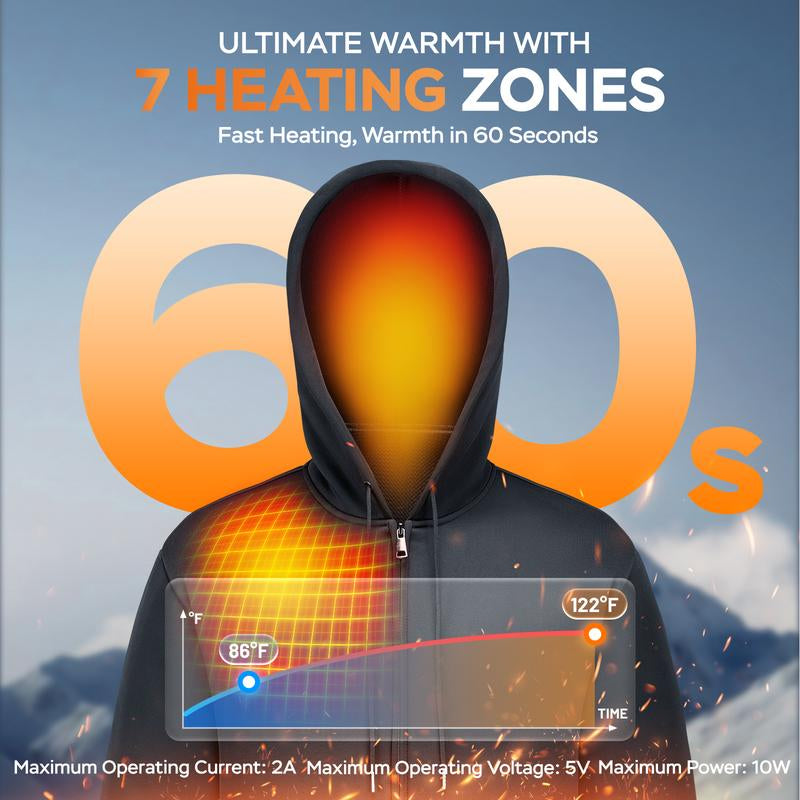 Stay Cozy and Stylish with Our Heated Zip-Up Hoodie for Men - Electric Heating Sweatshirt for Ultimate Comfort